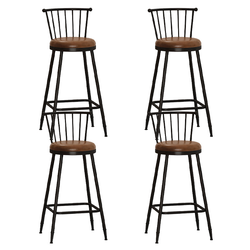 Leather Matte Finish Bristol Stool Low Back Footrest Barstool
