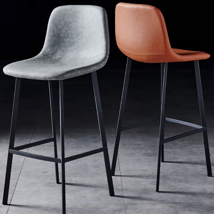 Industrial Style Low Back Bar-stool PU Leather Bar Stool with Metal Legs