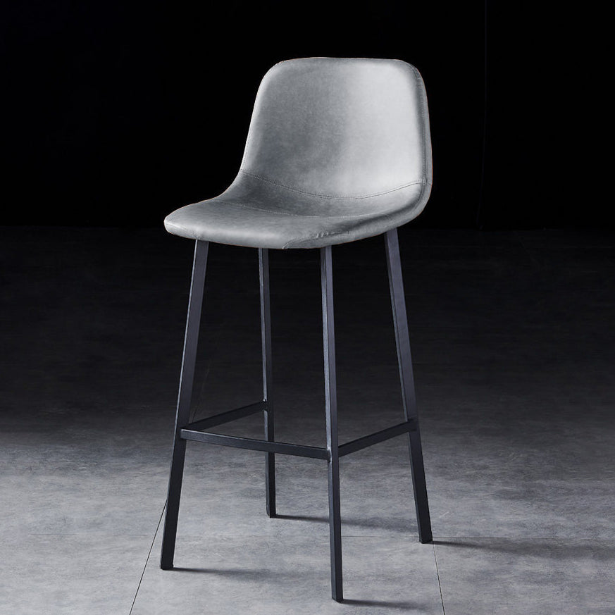 Industrial Style Low Back Bar-stool PU Leather Bar Stool with Metal Legs