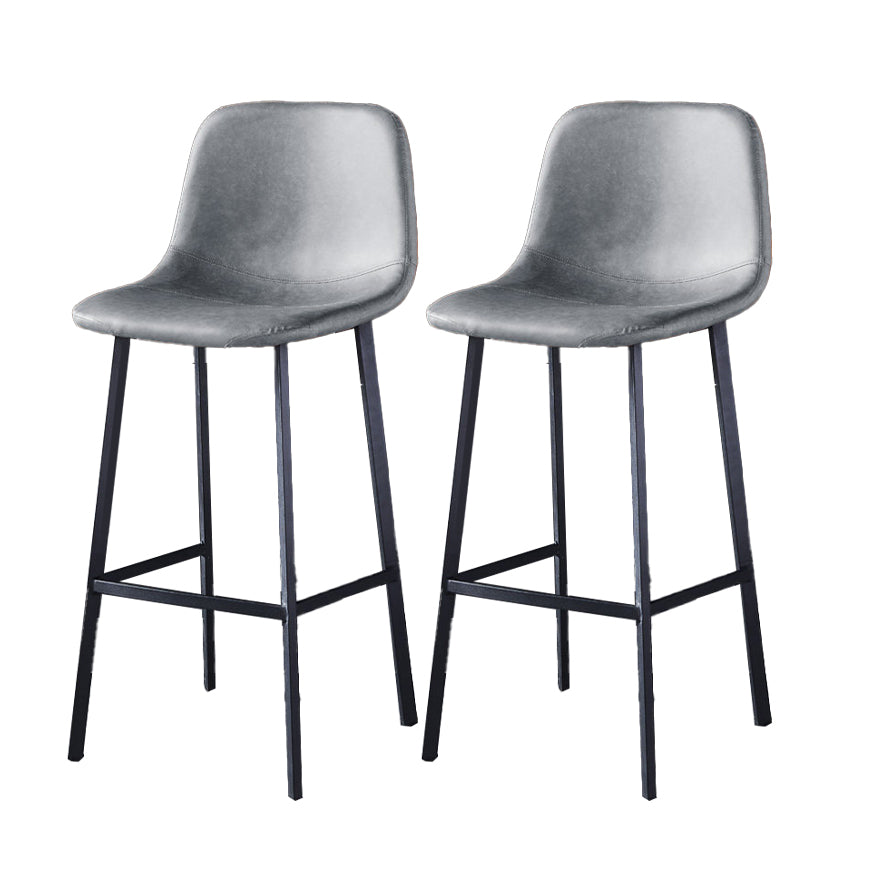 Industrial Style Low Back Bar-stool PU Leather Bar Stool with Metal Legs