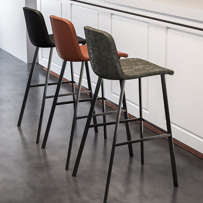 Industrial Style Low Back Bar-stool PU Leather Bar Stool with Metal Legs