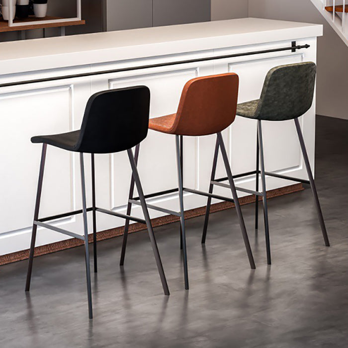 Industrial Style Low Back Bar-stool PU Leather Bar Stool with Metal Legs