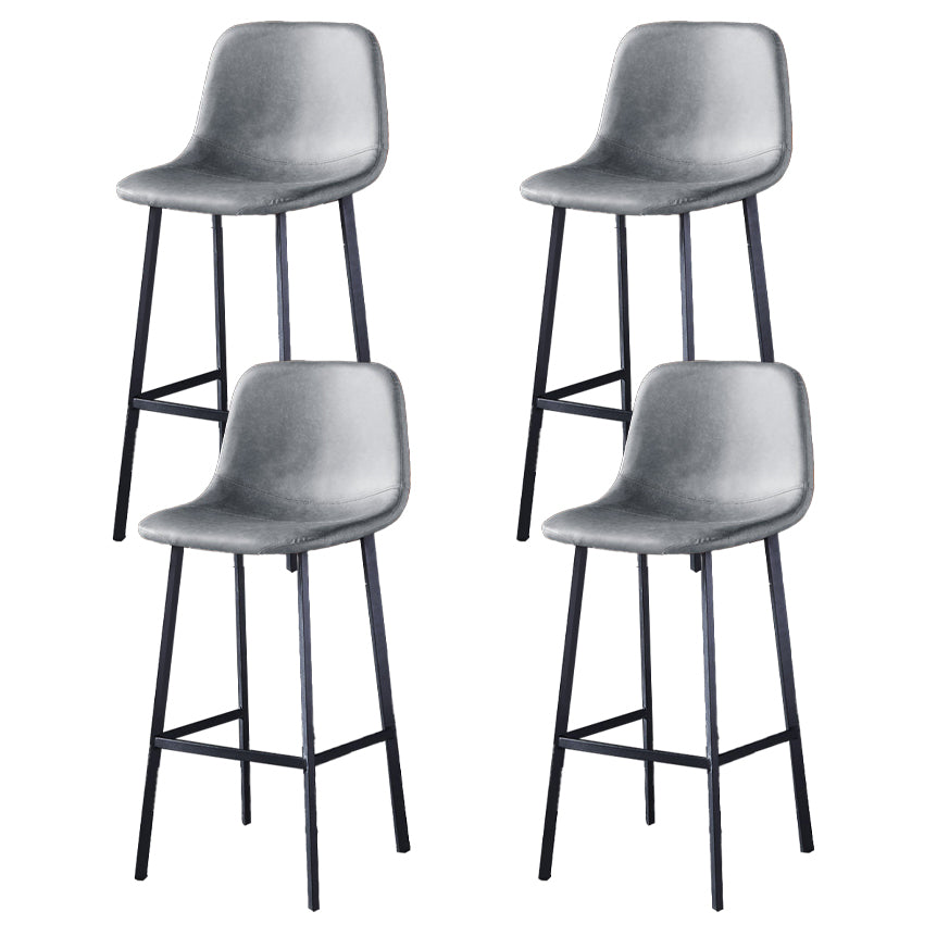 Industrial Style Low Back Bar-stool PU Leather Bar Stool with Metal Legs
