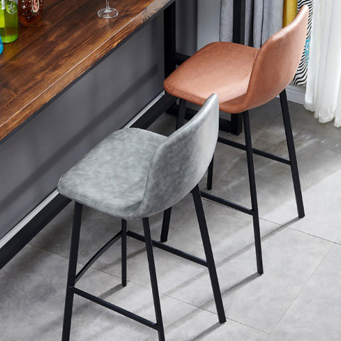 Industrial Style Low Back Bar-stool PU Leather Bar Stool with Metal Legs