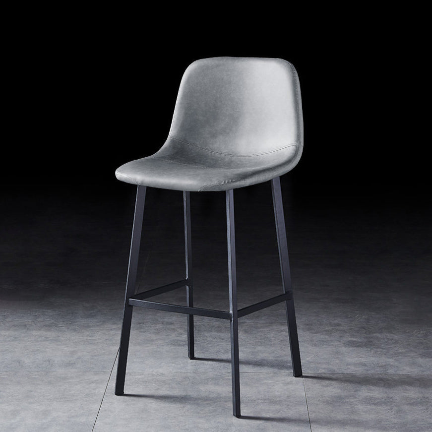 Industrial Style Low Back Bar-stool PU Leather Bar Stool with Metal Legs