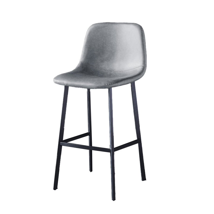 Industrial Style Low Back Bar-stool PU Leather Bar Stool with Metal Legs