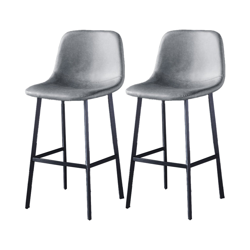 Industrial Style Low Back Bar-stool PU Leather Bar Stool with Metal Legs
