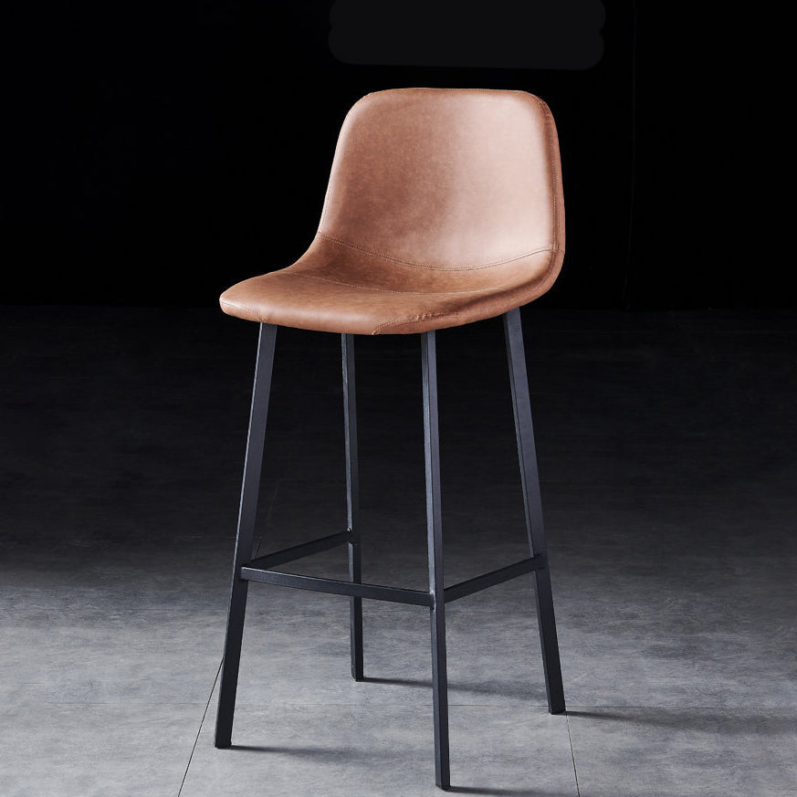 Industrial Style Low Back Bar-stool PU Leather Bar Stool with Metal Legs