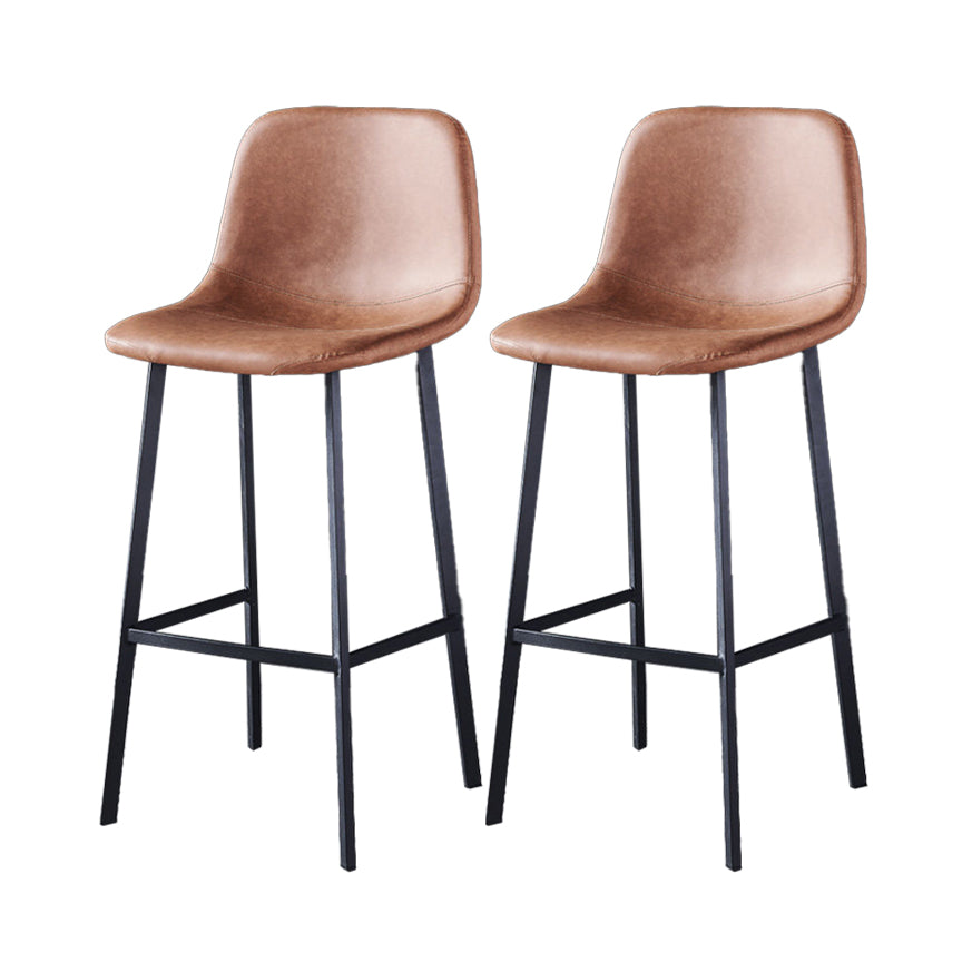 Industrial Style Low Back Bar-stool PU Leather Bar Stool with Metal Legs