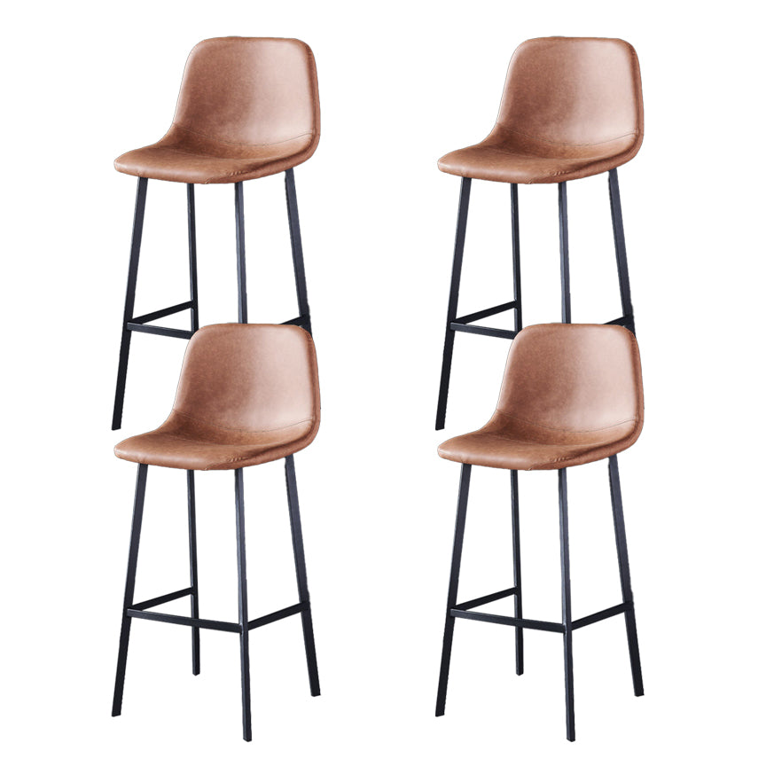 Industrial Style Low Back Bar-stool PU Leather Bar Stool with Metal Legs