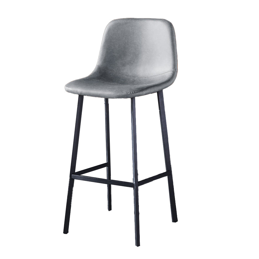 Industrial Style Low Back Bar-stool PU Leather Bar Stool with Metal Legs