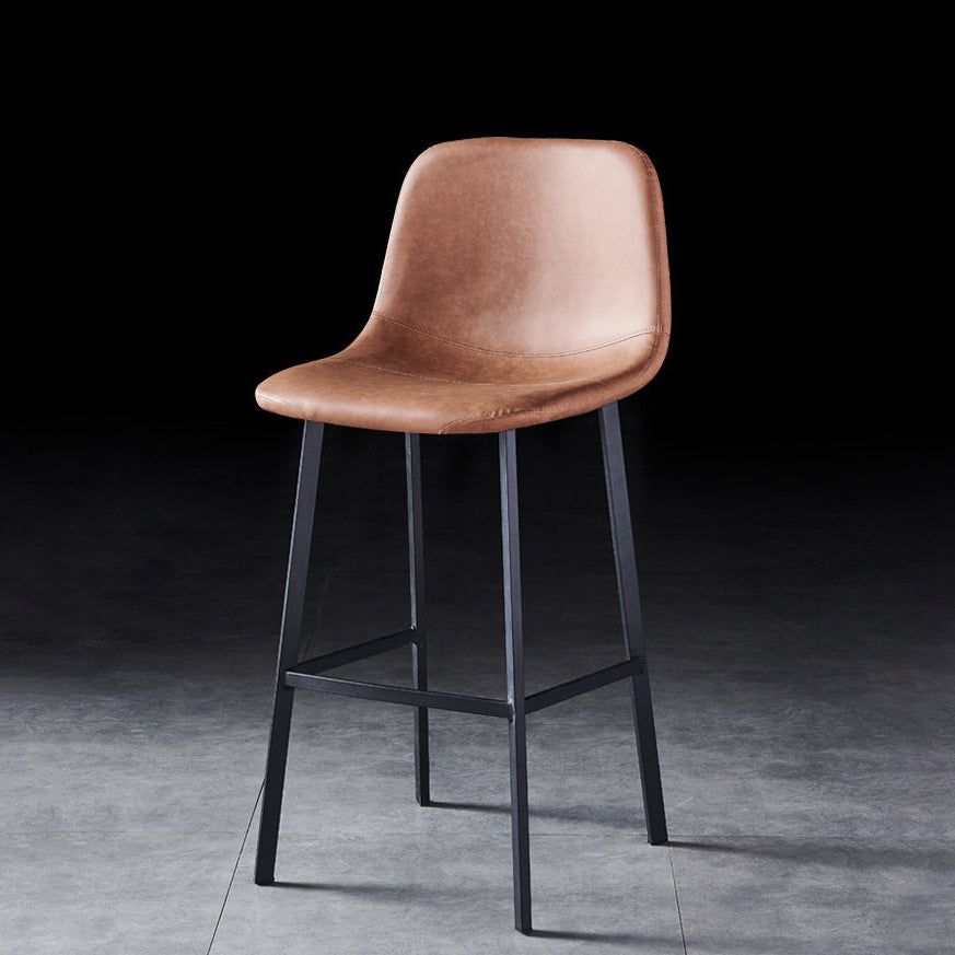 Industrial Style Low Back Bar-stool PU Leather Bar Stool with Metal Legs