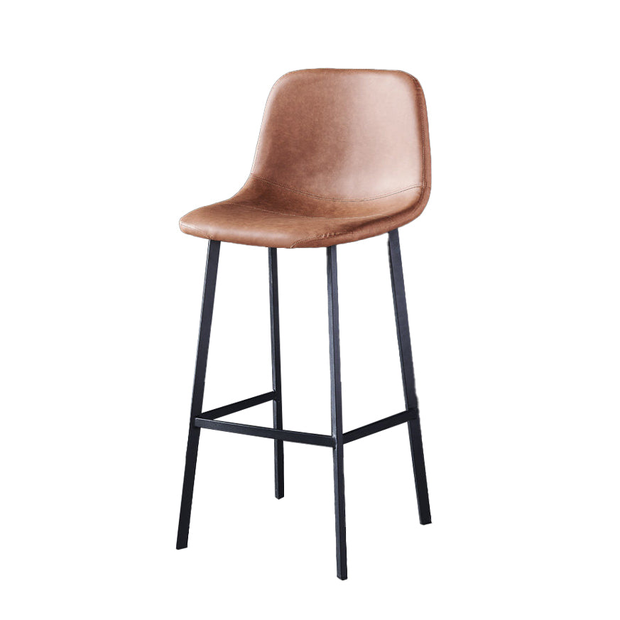 Industrial Style Low Back Bar-stool PU Leather Bar Stool with Metal Legs