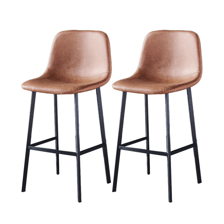Industrial Style Low Back Bar-stool PU Leather Bar Stool with Metal Legs