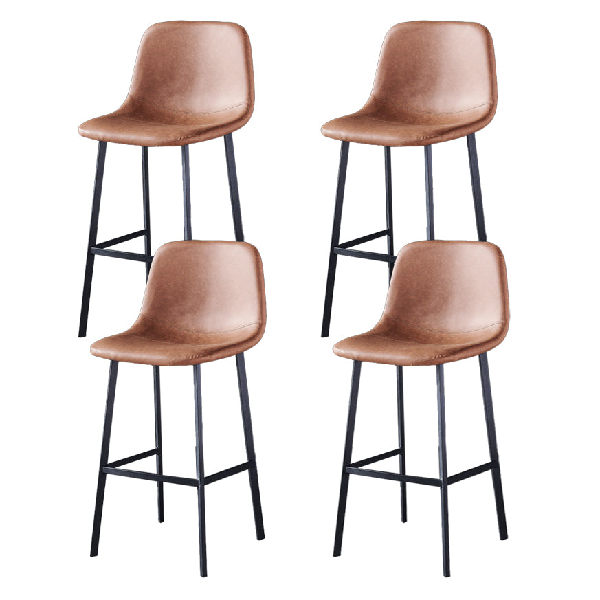 Industrial Style Low Back Bar-stool PU Leather Bar Stool with Metal Legs