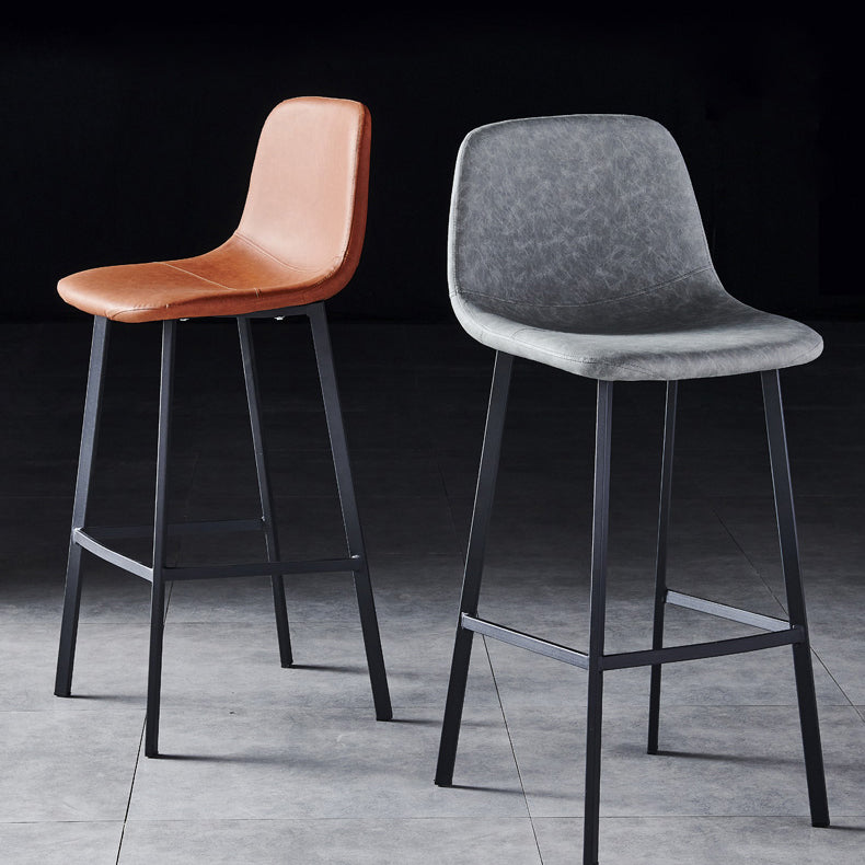 Industrial Style Low Back Bar-stool PU Leather Bar Stool with Metal Legs
