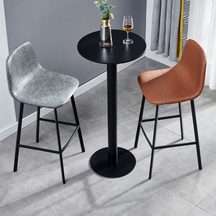 Industrial Style Low Back Bar-stool PU Leather Bar Stool with Metal Legs