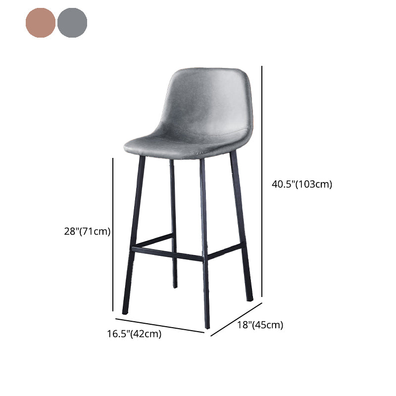 Industrial Style Low Back Bar-stool PU Leather Bar Stool with Metal Legs