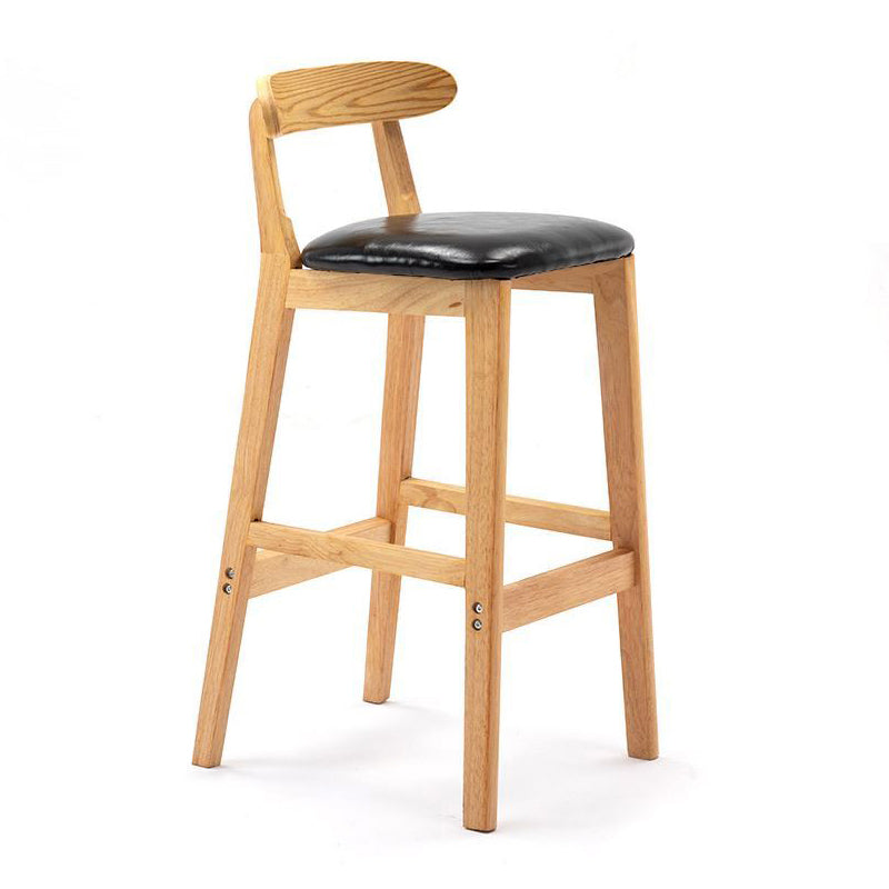 Scandinavian Rubberwood Home Stool Matte Finish Upholstered Footrest Barstool