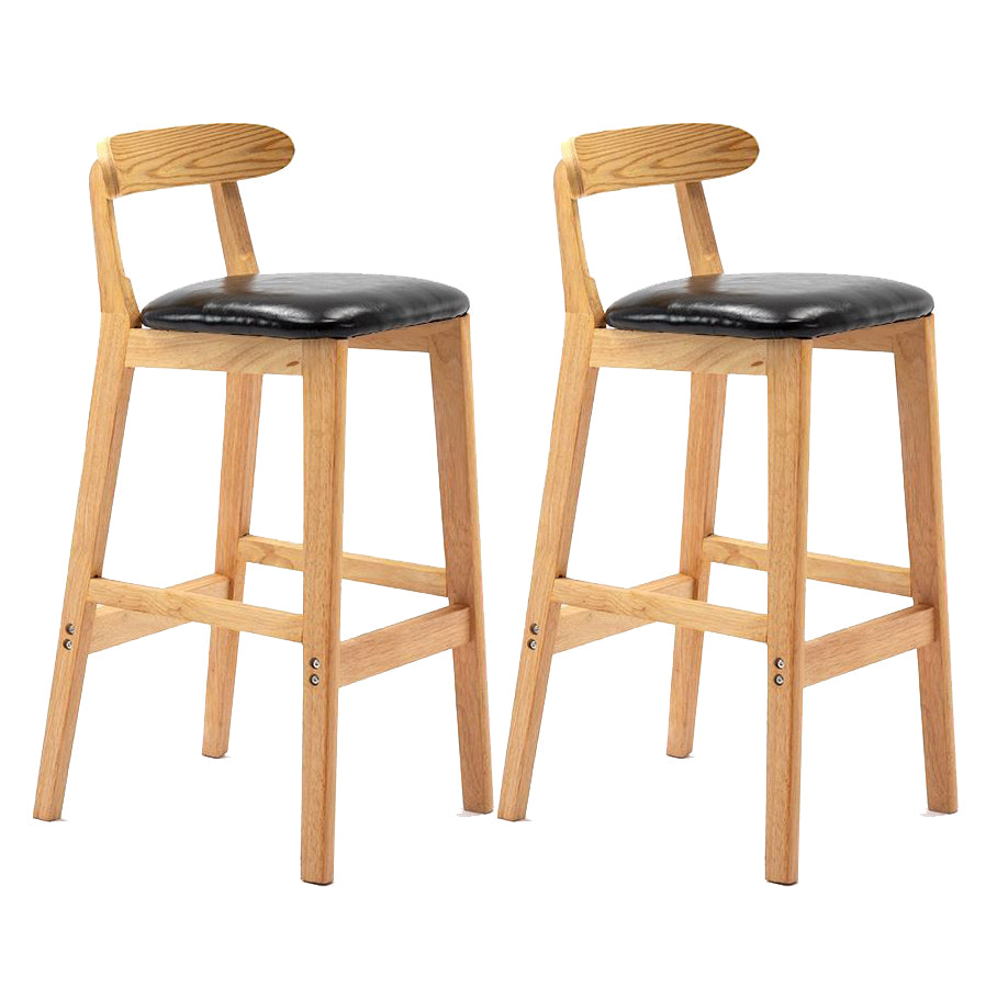 Scandinavian Rubberwood Home Stool Matte Finish Upholstered Footrest Barstool