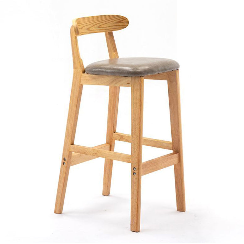 Scandinavian Rubberwood Home Stool Matte Finish Upholstered Footrest Barstool