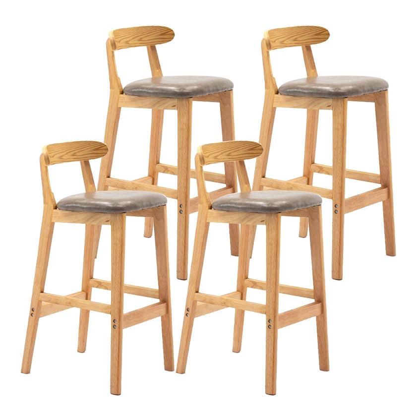 Scandinavian Rubberwood Home Stool Matte Finish Upholstered Footrest Barstool