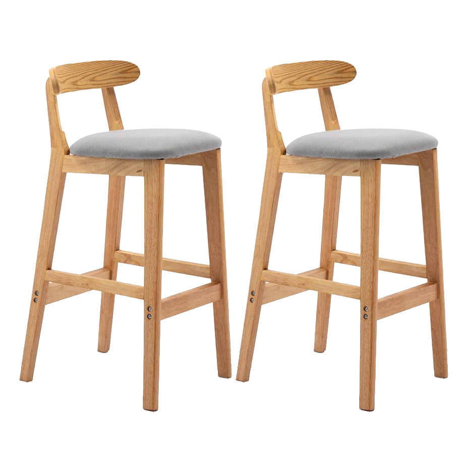 Scandinavian Rubberwood Home Stool Matte Finish Upholstered Footrest Barstool