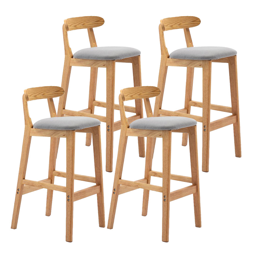 Scandinavian Rubberwood Home Stool Matte Finish Upholstered Footrest Barstool