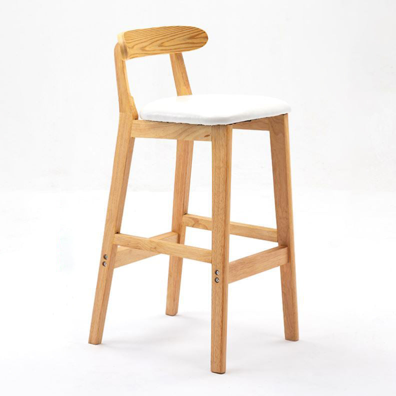 Scandinavian Rubberwood Home Stool Matte Finish Upholstered Footrest Barstool