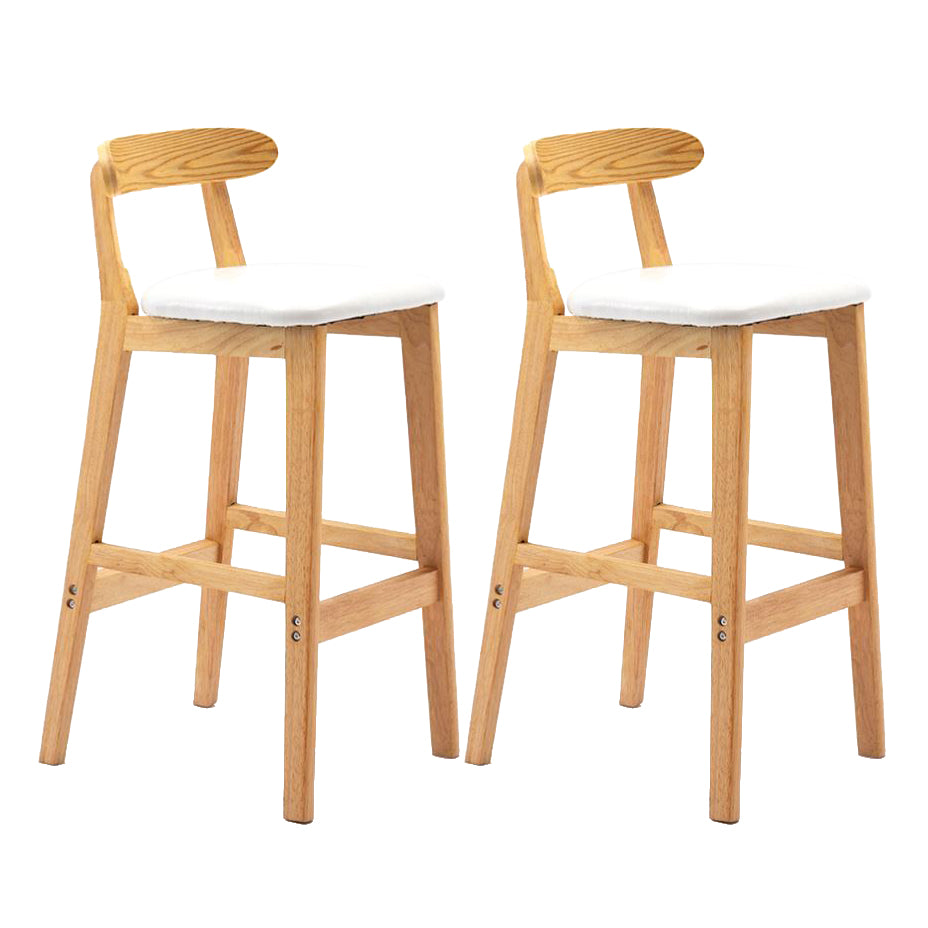 Scandinavian Rubberwood Home Stool Matte Finish Upholstered Footrest Barstool