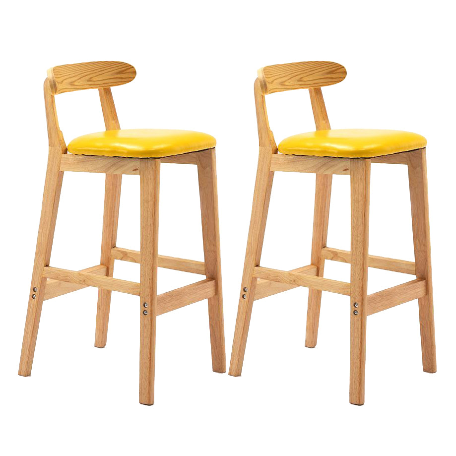 Scandinavian Rubberwood Home Stool Matte Finish Upholstered Footrest Barstool