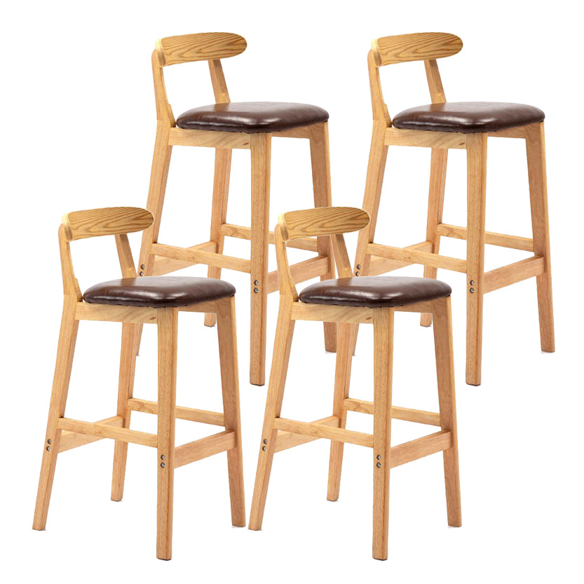 Scandinavian Rubberwood Home Stool Matte Finish Upholstered Footrest Barstool