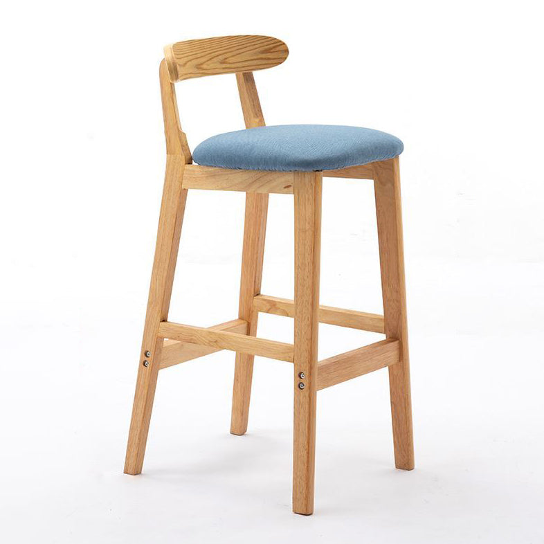 Scandinavian Rubberwood Home Stool Matte Finish Upholstered Footrest Barstool