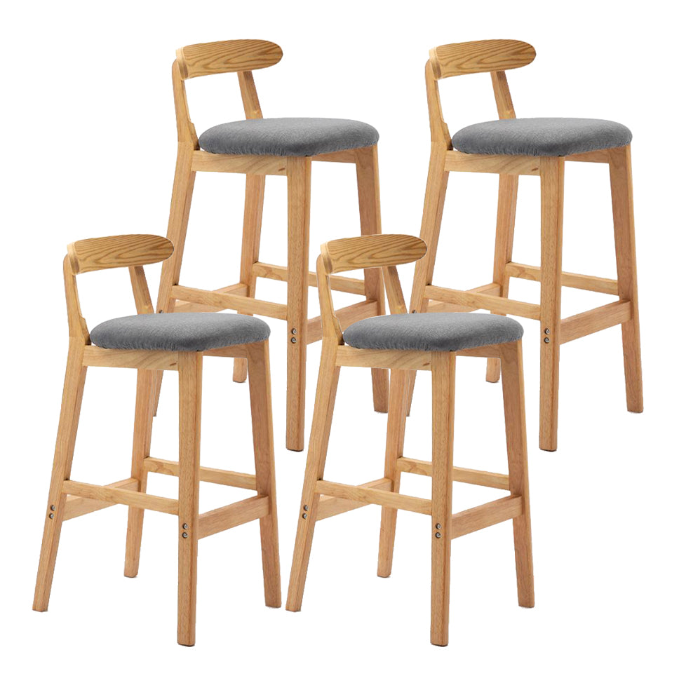 Scandinavian Rubberwood Home Stool Matte Finish Upholstered Footrest Barstool