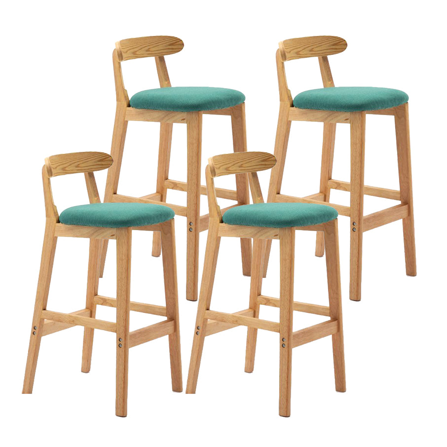 Scandinavian Rubberwood Home Stool Matte Finish Upholstered Footrest Barstool