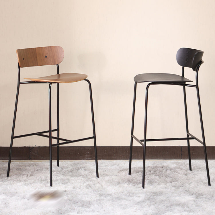 Modern Style Low Back Bar-stool Wooden Bar Stool with Metal Legs