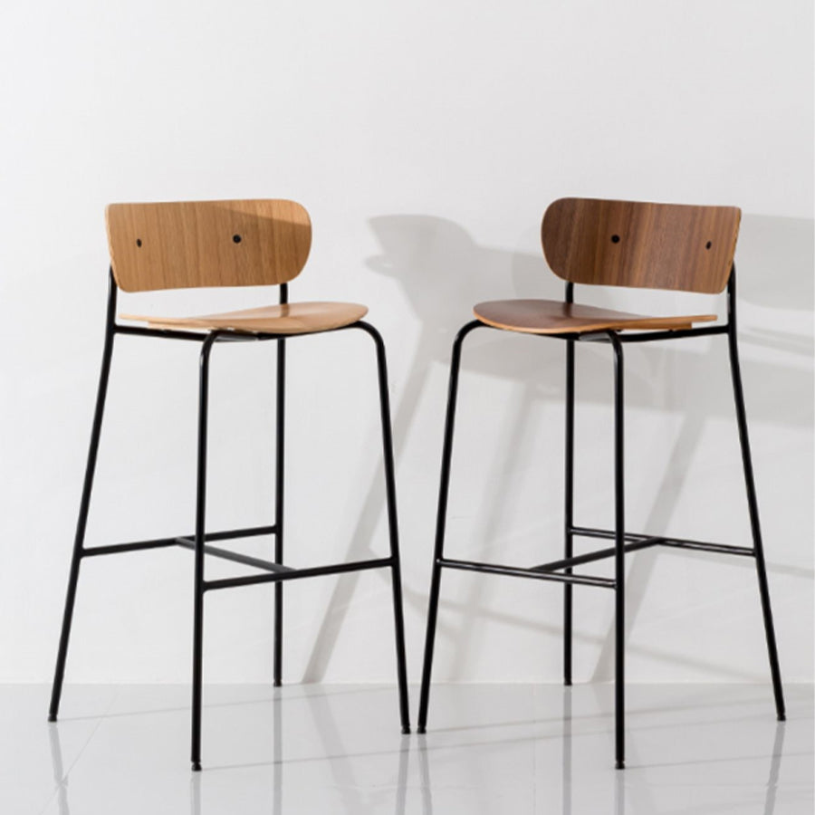 Modern Style Low Back Bar-stool Wooden Bar Stool with Metal Legs