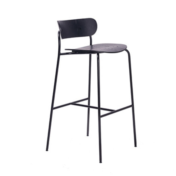 Modern Style Low Back Bar-stool Wooden Bar Stool with Metal Legs
