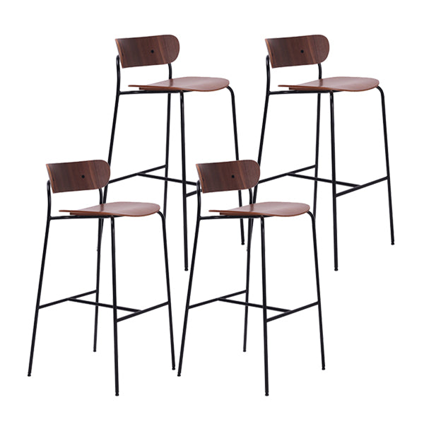 Modern Style Low Back Bar-stool Wooden Bar Stool with Metal Legs