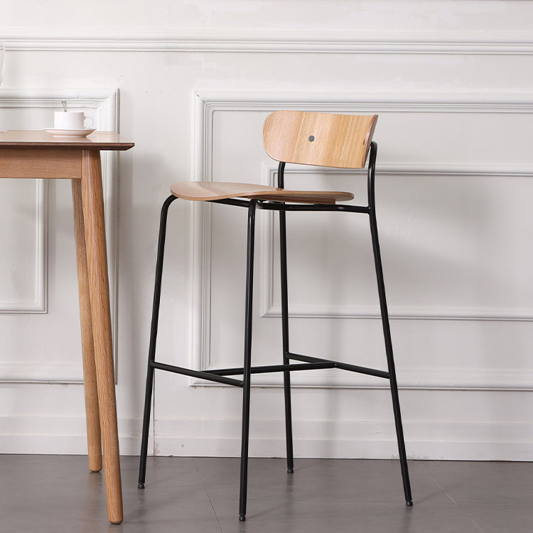 Modern Style Low Back Bar-stool Wooden Bar Stool with Metal Legs