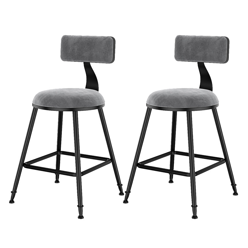Scandinavian Low Back Footrest Barstool Matte Finish Velvet Counter Stool
