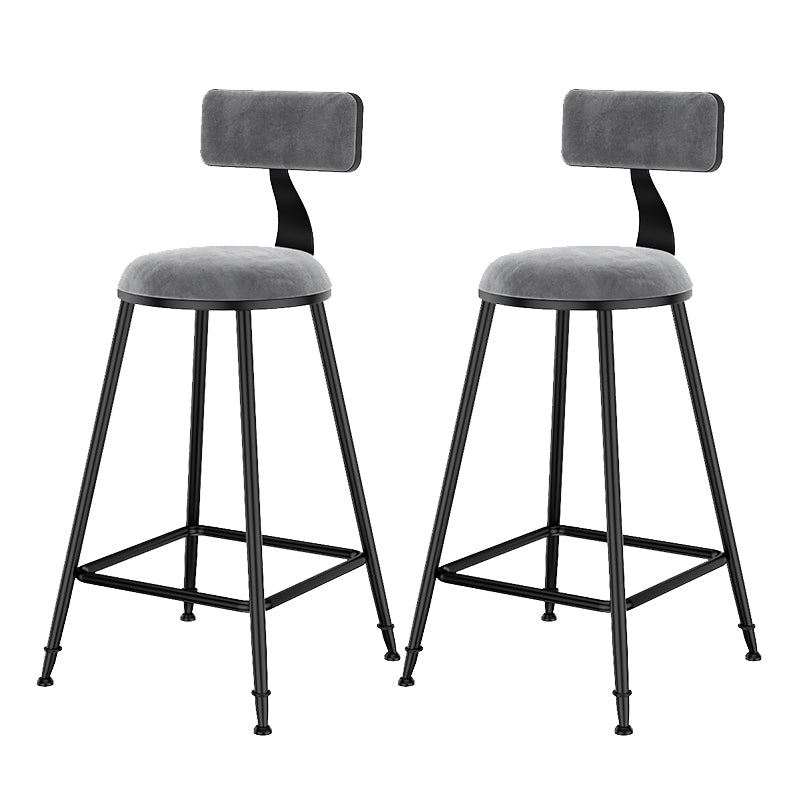 Scandinavian Low Back Footrest Barstool Matte Finish Velvet Counter Stool