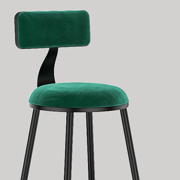 Scandinavian Low Back Footrest Barstool Matte Finish Velvet Counter Stool