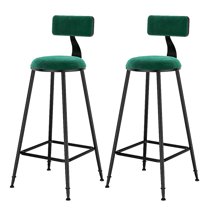 Scandinavian Low Back Footrest Barstool Matte Finish Velvet Counter Stool
