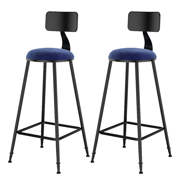 Scandinavian Low Back Footrest Barstool Matte Finish Velvet Counter Stool