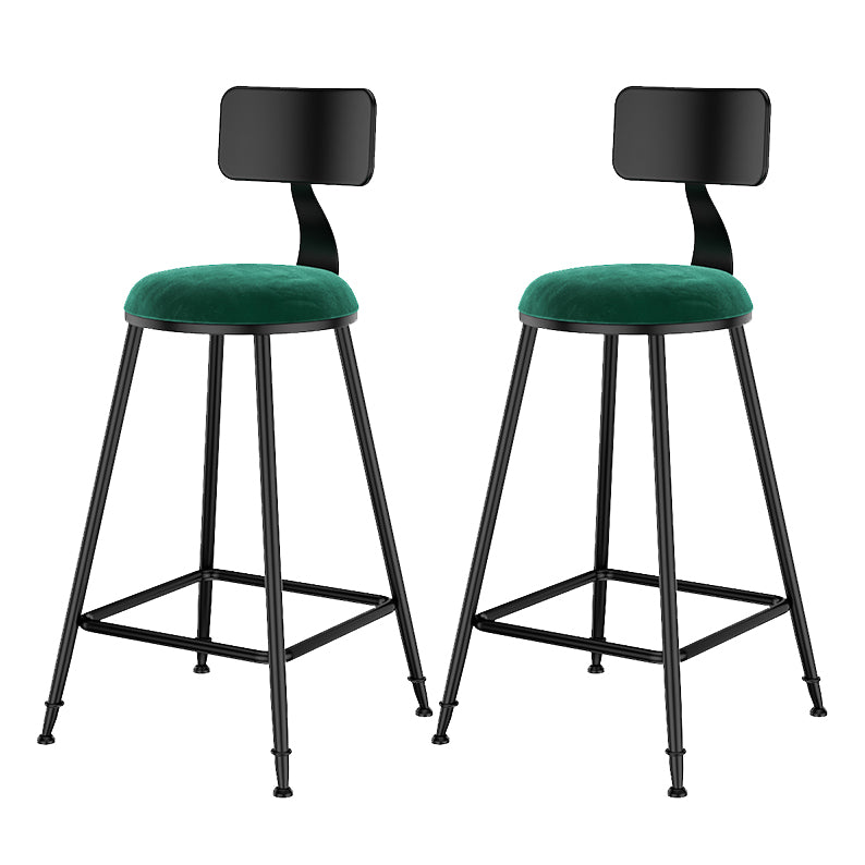 Scandinavian Low Back Footrest Barstool Matte Finish Velvet Counter Stool