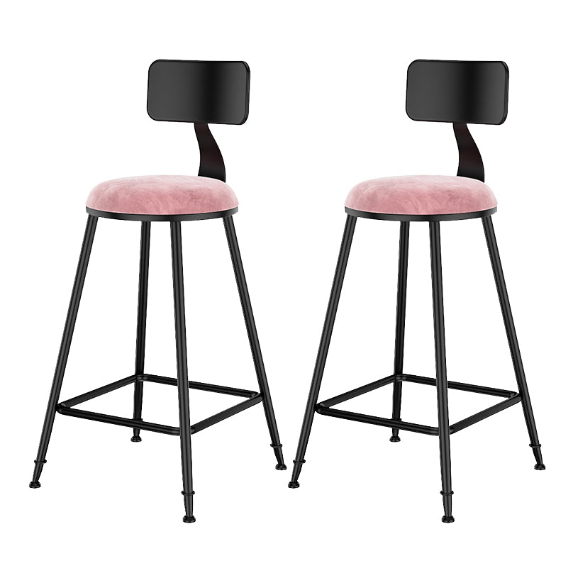 Scandinavian Low Back Footrest Barstool Matte Finish Velvet Counter Stool