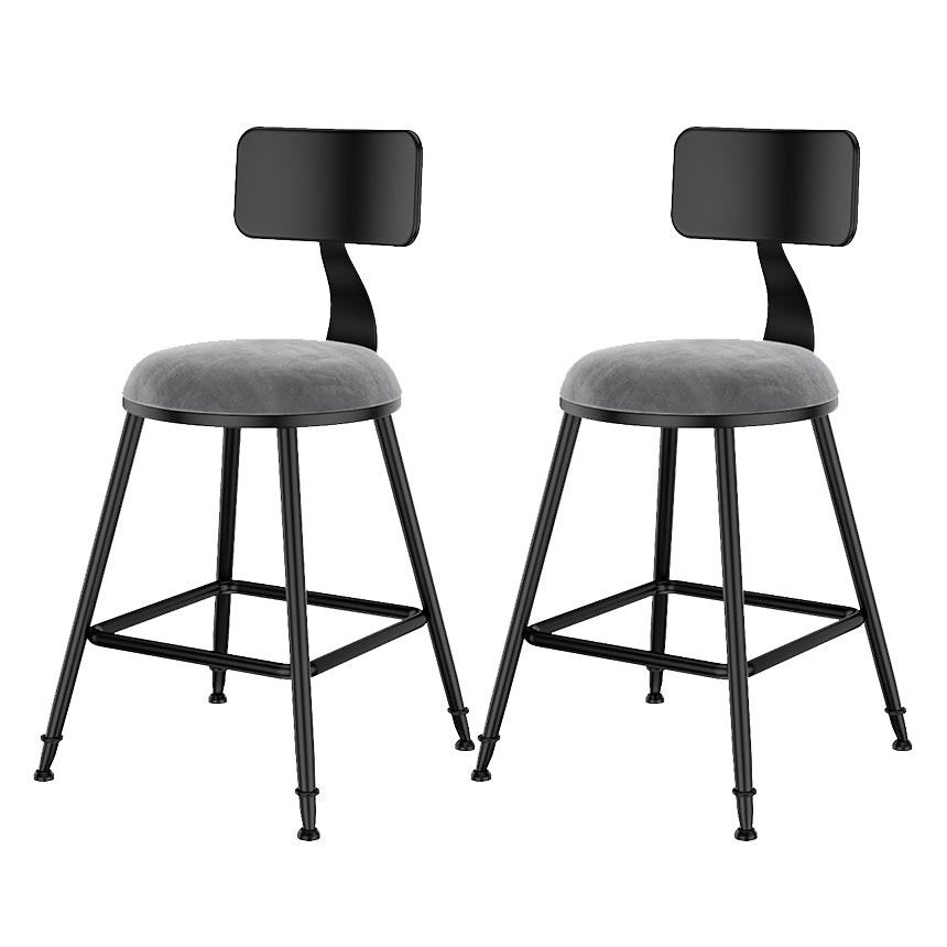 Scandinavian Low Back Footrest Barstool Matte Finish Velvet Counter Stool