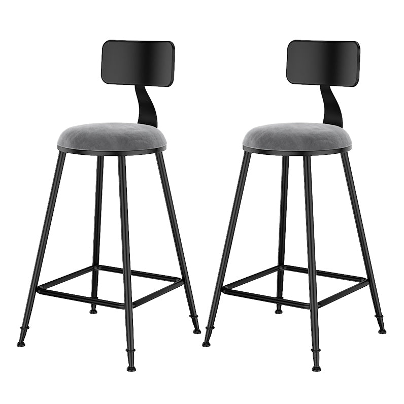 Scandinavian Low Back Footrest Barstool Matte Finish Velvet Counter Stool