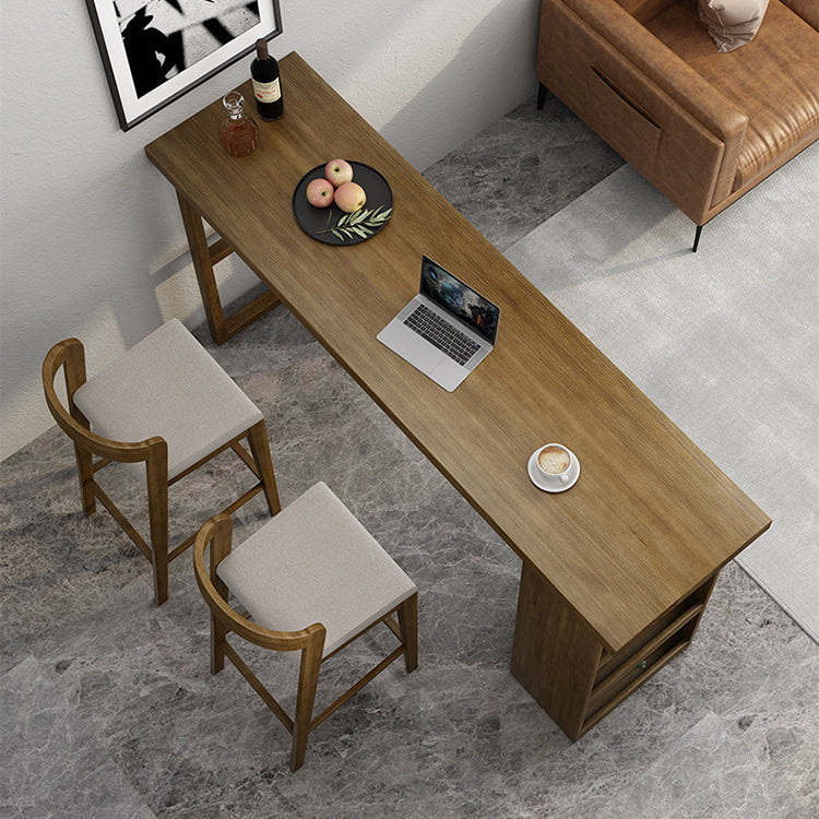 Rectangle Wood Bar Dining Table Contemporary Bar Table with Sled Base